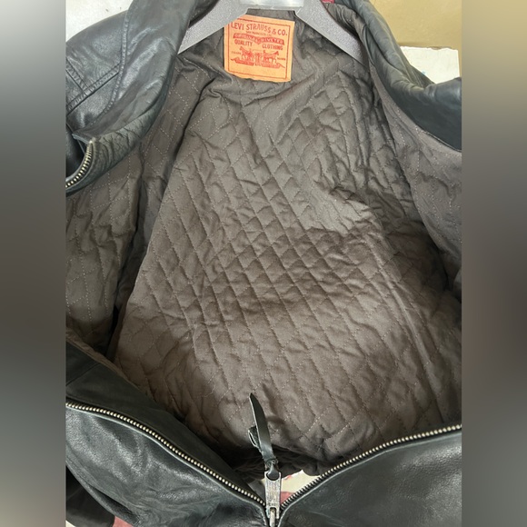 Vintage Levi Strauss Black Genuine Leather Bomber Jacket XXL - Picture 7 of 7